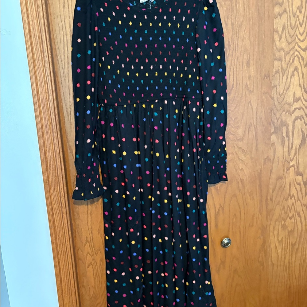 NWT Colorful Polka Dot Midi Smock Dress